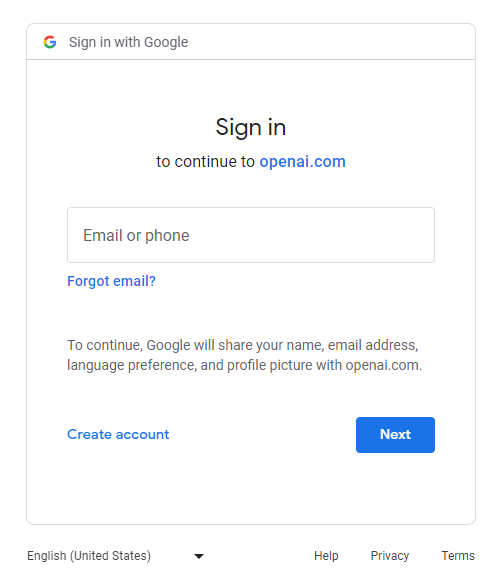 ChatGPT Sign Up with Google